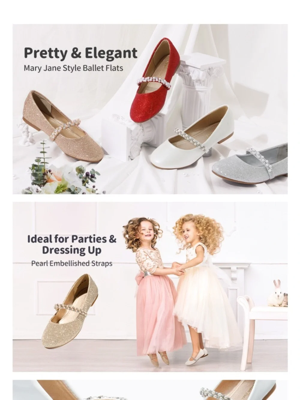 NIB DREAM PAIRS White Patent Leather Girls Mary Jane with Beaded Strap